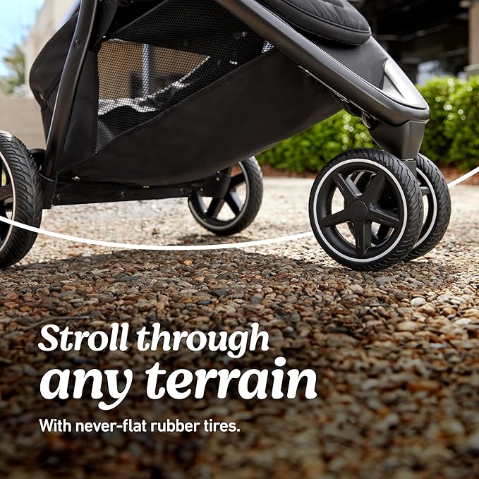 Graco Outpace LX All-Terrain 3-Wheel Baby Stroller, Cohen €” Compatible for Travel System, Easy One-Hand Fold, in-Seat Suspension for Comfortable Ride, Never-Flat Rubber Tires