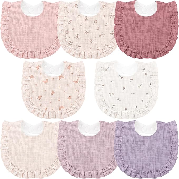 Bearmoss 8 Pack Muslin Baby Bibs by Bearmoss