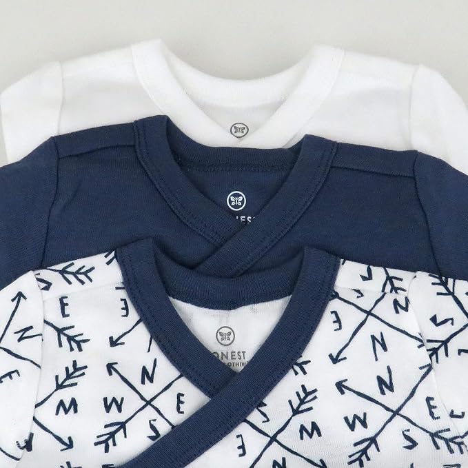 HonestBaby Baby 3-pack Long Sleeve Side-snap Kimono Bodysuits Organic Cotton - Image 4