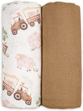 GLLQUEN BABY Muslin Swaddle Blankets 2Pk Receiving Blanket Large 35" x 40" | by GLLQUENBABY