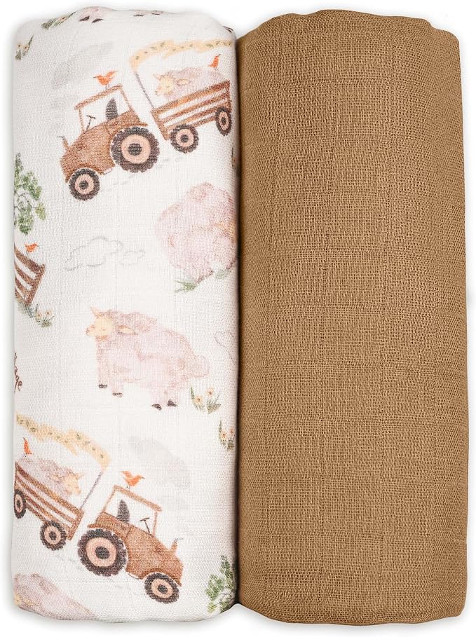GLLQUEN BABY Muslin Swaddle Blankets 2Pk Receiving Blanket Large 35" x 40" | by GLLQUENBABY