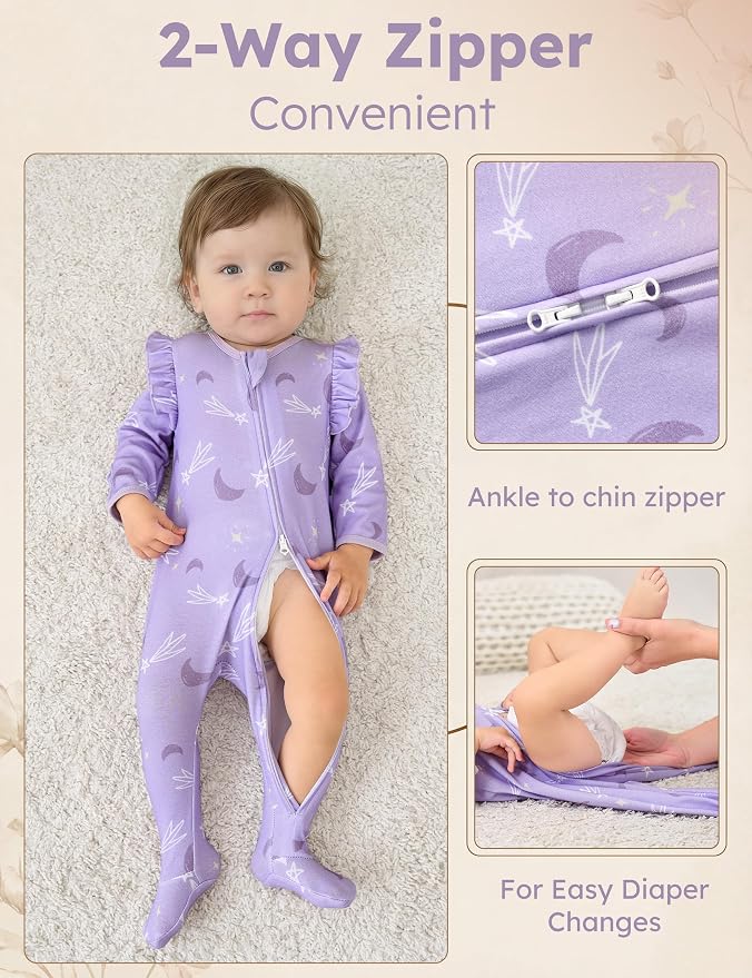 Yoofoss Baby Sleepers Baby Girl Clothes 100% Organic Cotton Pajamas - Image 4