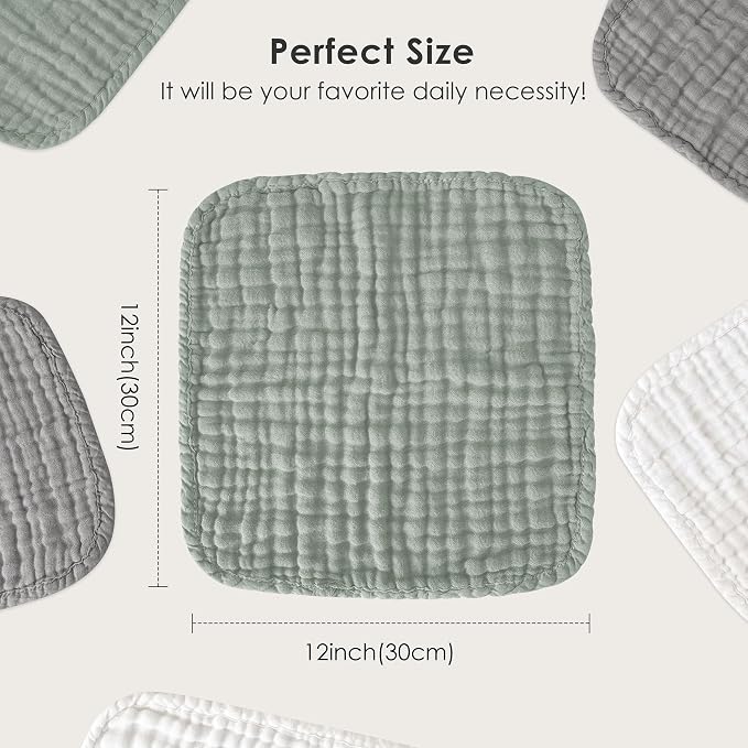 Sunny zzzZZ Baby Muslin Washcloths -100% Cotton Muslin Soft Baby Bath Wash - Image 3