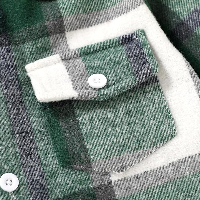 YOUNGER STAR Toddler Kids Boys Girls Flannel Hooded Plaid Shirt Button Baby Red - Image 5