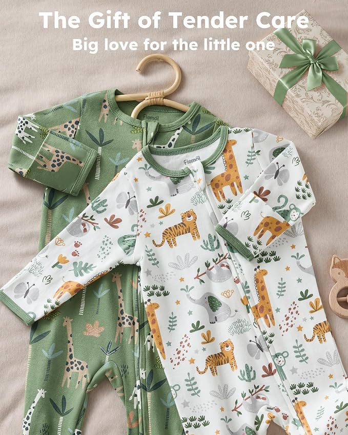 Baby Sleepers 100% Cotton Footie Pajamas, Newborn 0-3 3-6 6-9 Months - Image 8