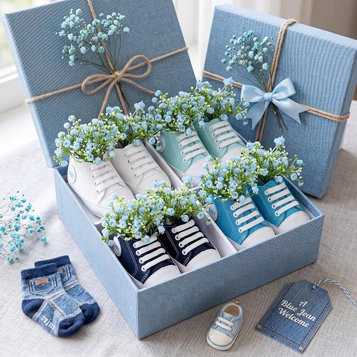 Glitopper 4 Set Baby Shower Table Decorations Booties Bulk - Image 2