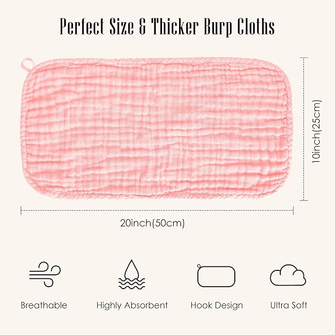 12 Pack Muslin Burp Cloths - Image 3