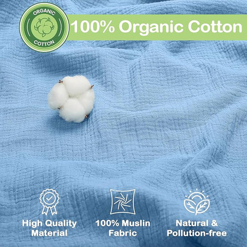 100% Organic Cotton 2 PK Muslin Swaddle Receiving Blanket 47x47 in | Oeko-TEX - Image 2