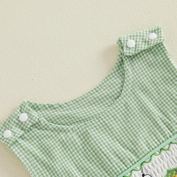 Newborn Baby Boys Sleeveless Seersucker Romper One Piece Straps Overalls - Image 4