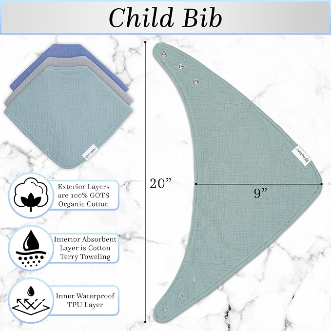 Bandana Bibs with 3 Waterproof Lining Organic Cotton Drool Bibs - Image 8