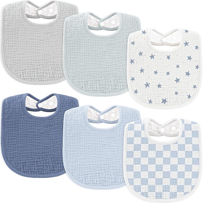 Susurration Muslin Baby Drool Bibs 6Pack Soft Square Adjustable Baby Bandana by Susurration