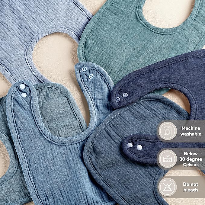 Muslin Baby Bibs for Unisex Boys Girls, Cotton Drool Bibs, Adjustable Newborn - Image 5