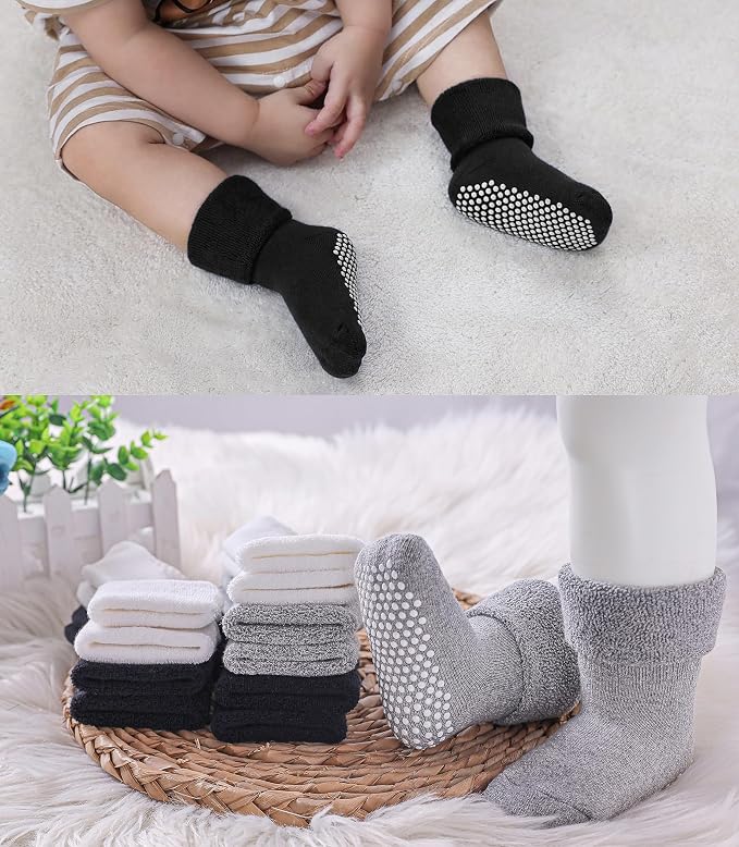 SDBING Baby Boys Girls Grips Socks Infant Toddlers Kids Non Slip Warm Thick - Image 4