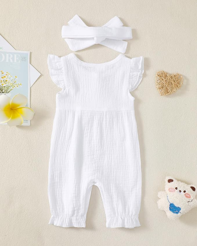 Renotemy Newborn Baby Girl Clothes Romper Summer Outfits Preemie-18Months | - Image 3