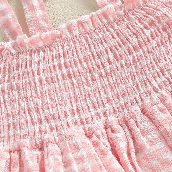 Newborn Baby Girl Summer Clothes Plaid Ruffle Bodysuits Onesie Infant Girl - Image 5