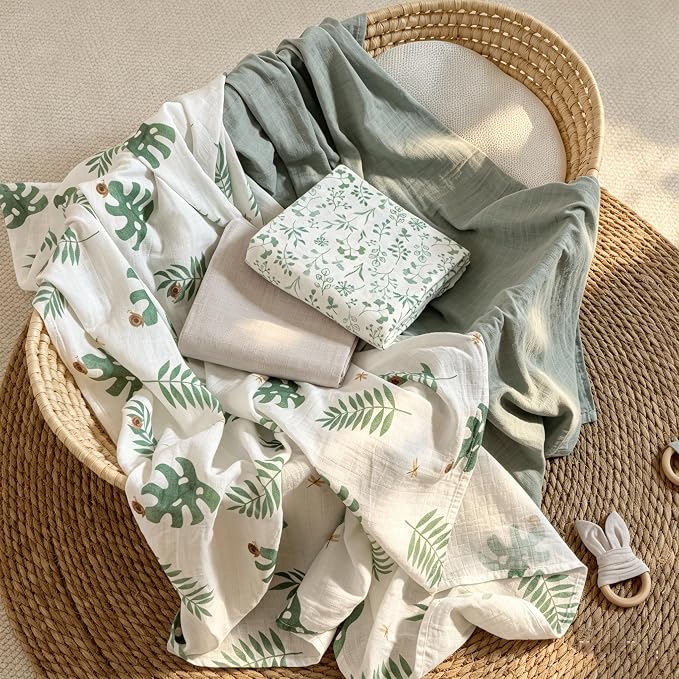 POMISO Muslin Swaddle Blankets for Boys & Girls, Newborn Receiving Blankets - Image 4