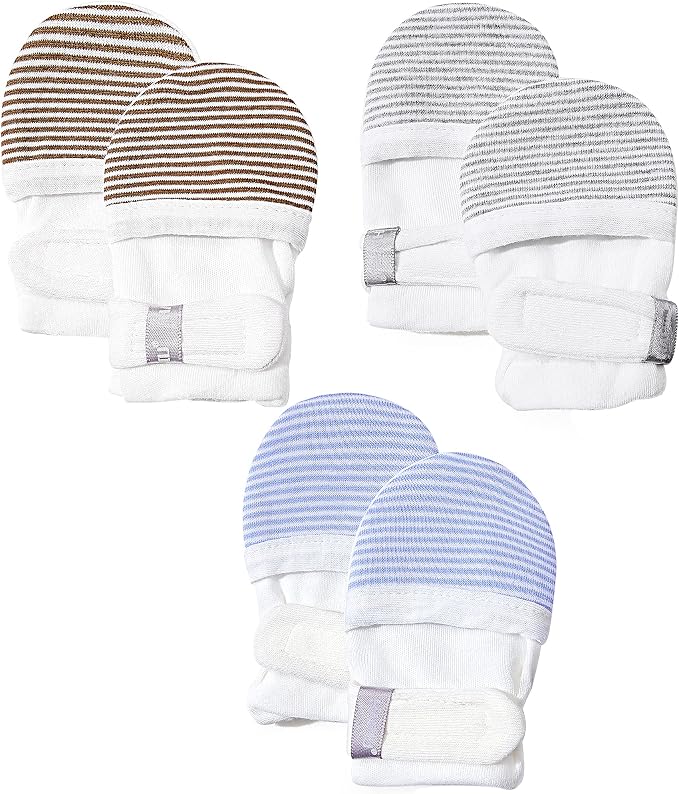 Baby Newborn No Scratch Mittens Stay On, 100% Cotton Adjustable 0-12M | Soft by HAPIU