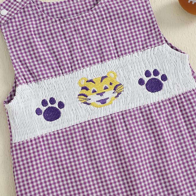 Newborn Baby Boys Sleeveless Seersucker Romper One Piece Straps Overalls - Image 5
