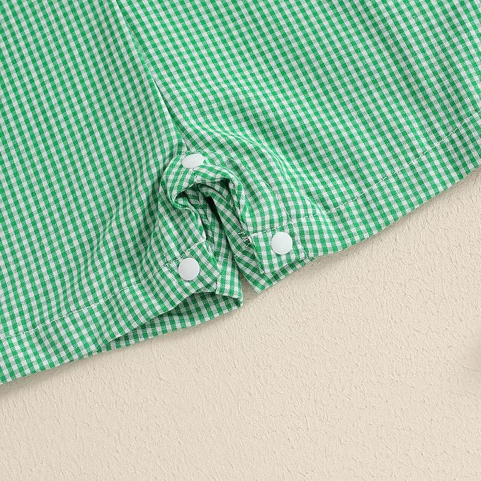 Newborn Baby Boys Sleeveless Seersucker Romper One Piece Straps Overalls - Image 7