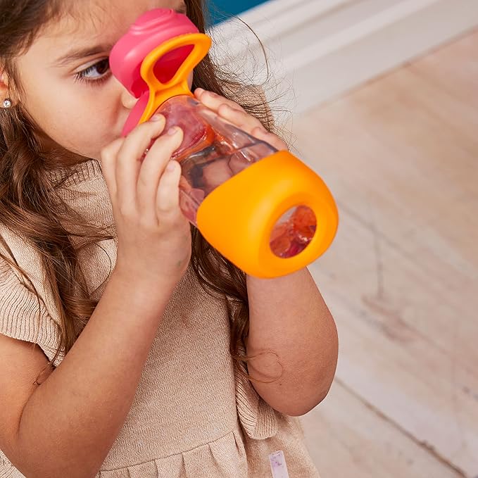 b.box 15 oz Sport Spout Kids Water Bottle for School, Sports, Travel, Daycare. Leakproof, Spill Proof, Dishwasher Safe. Easy Grip Triangle Shape, Durable Tritan Material. BPA Free.