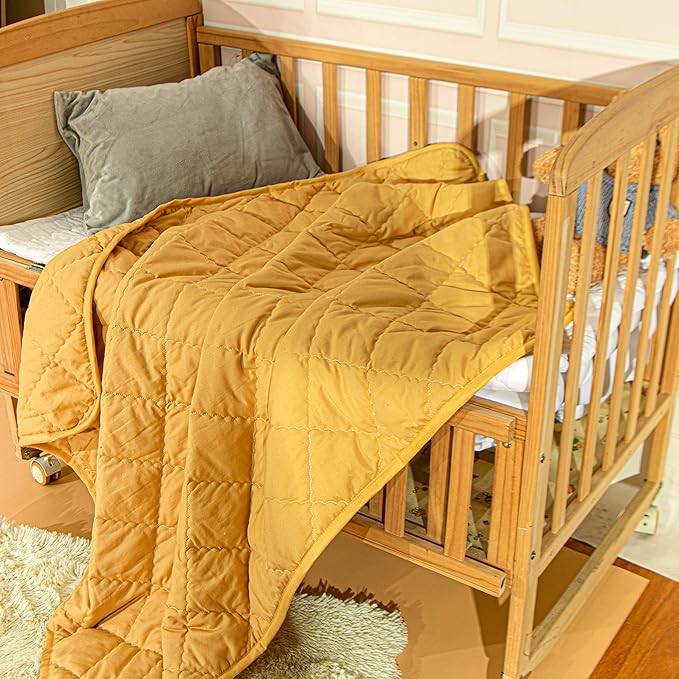 NTBAY Down Alternative Toddler Comforter, Lightweight and Warm Solid Color Baby Crib Quilted Blanket, 39x47 inches, Yellow