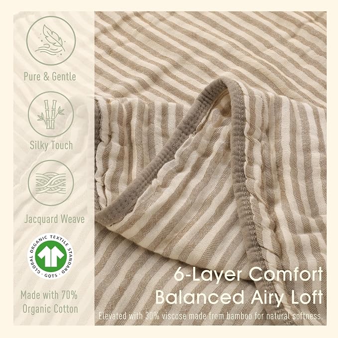 Ultra Soft Muslin Baby Blanket, Organic Cotton Blend | 43x43 Inches, 6-Layer - Image 3