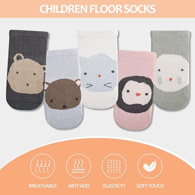 TRUEHAN 5 Pairs Toddler Non Slip Socks - Image 3