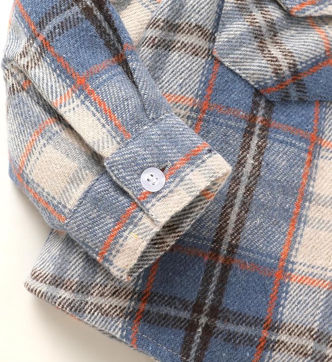 YOUNGER STAR Toddler Kids Boys Girls Flannel Hooded Plaid Shirt Button Baby Red - Image 5