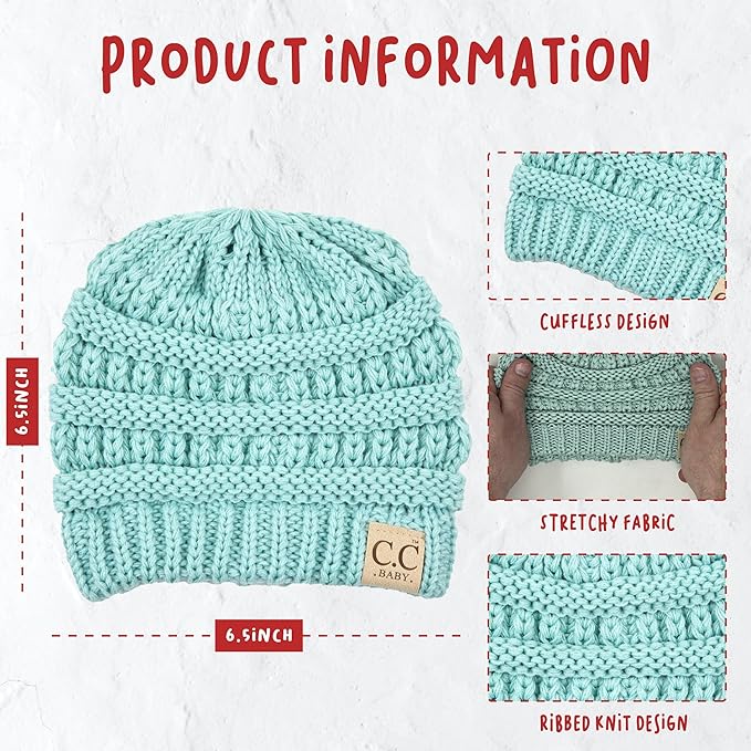 Funky Junque Baby Winter Hat – Cute Newborn Hats, Cozy Warm Infant Beanie, Soft Knit Stocking Stuffer for Babies 0–12 Months