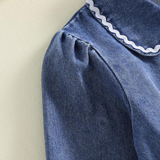 Thorn Tree Girls Denim Jacket Turn Down Collar Outerwear Long Sleeve Button - Image 6