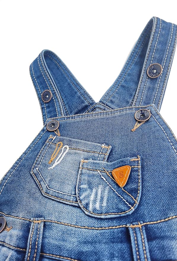 KIDSCOOL SPACE Baby Toddler 2 Buttons Adjustable Straps Fashion Jean Overall