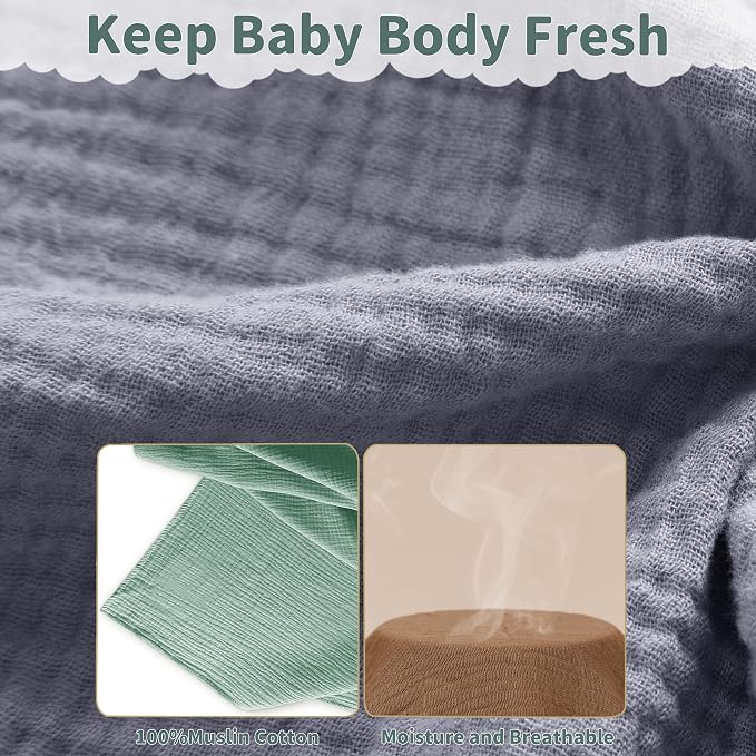 Muslin Swaddle Blankets for Newborn, 2 Pack Breathable Soft Receiving Blanket - Image 5