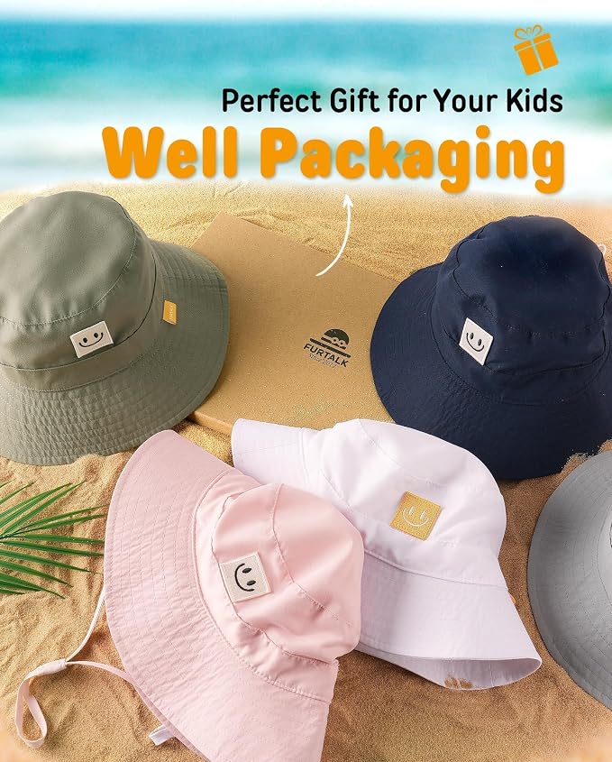 FURTALK Baby Sun Hat Toddler Bucket Hat Beach Smile Face UPF 50+ | Stays in the - Image 4