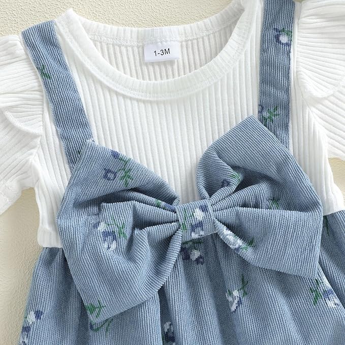 YINGISFITM Newborn Baby Girl Summer Clothes Short Sleeve Bubble Romper Bow - Image 7