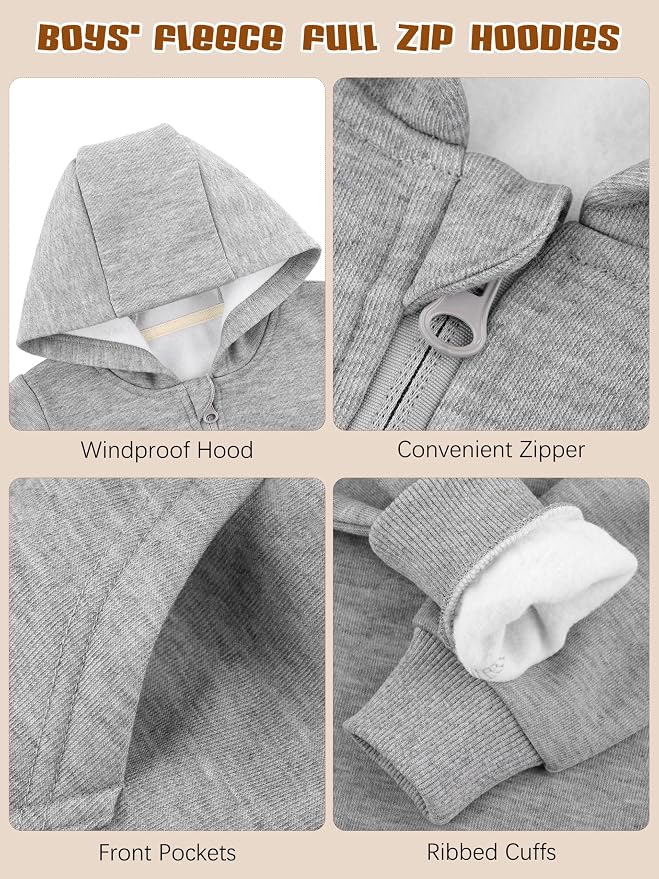 Cooraby 3 Packs Baby and Toddler Boys Long Sleeve Full-Zip Hoodies Infant - Image 5