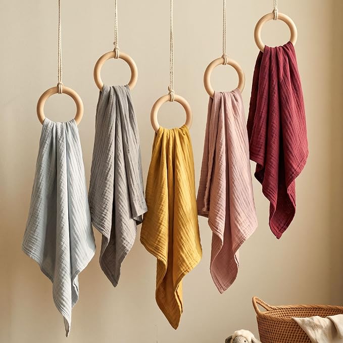 Muslin Receiving Blankets 5 Pack, Soft Swaddle Wraps - Image 8