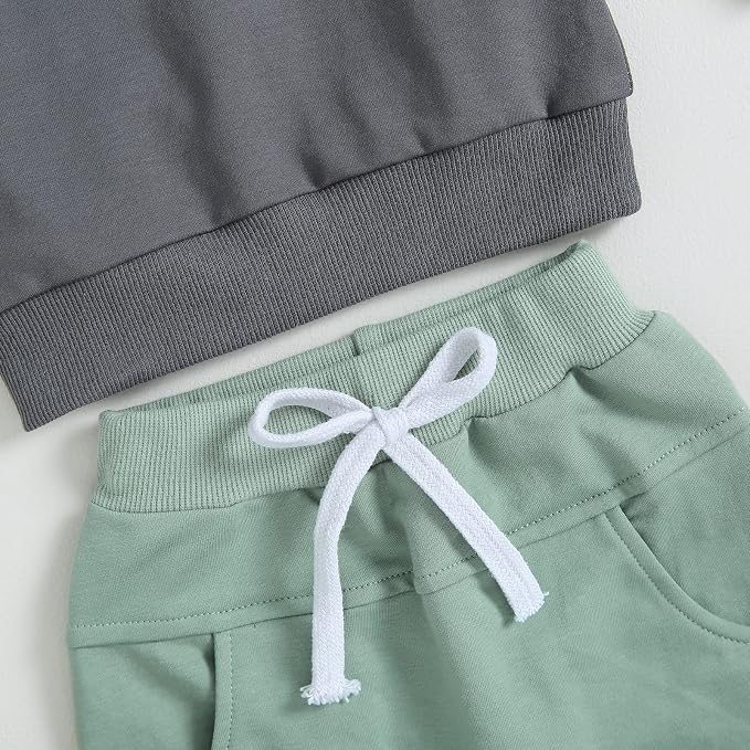 Thorn Tree Infant Baby Boys Pants Set Hooded Solid Sweatshirt Top Pocket - Image 8
