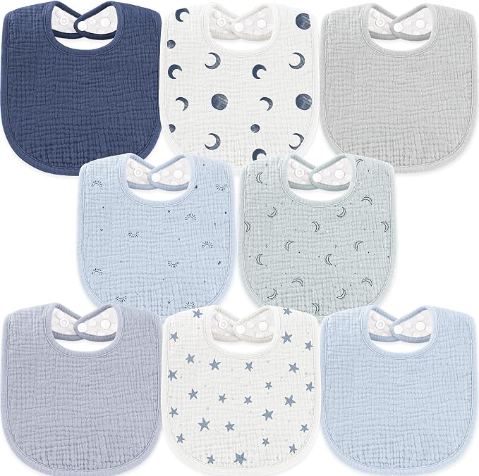 Susurration Muslin Baby Drool Bibs 6Pack Soft Square Adjustable Baby Bandana by Susurration