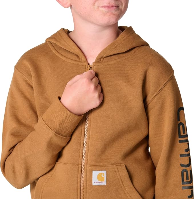 Carhartt Kid's CP8675 Long-Sleeve Full-Zip Logo Sweatshirt - Image 6