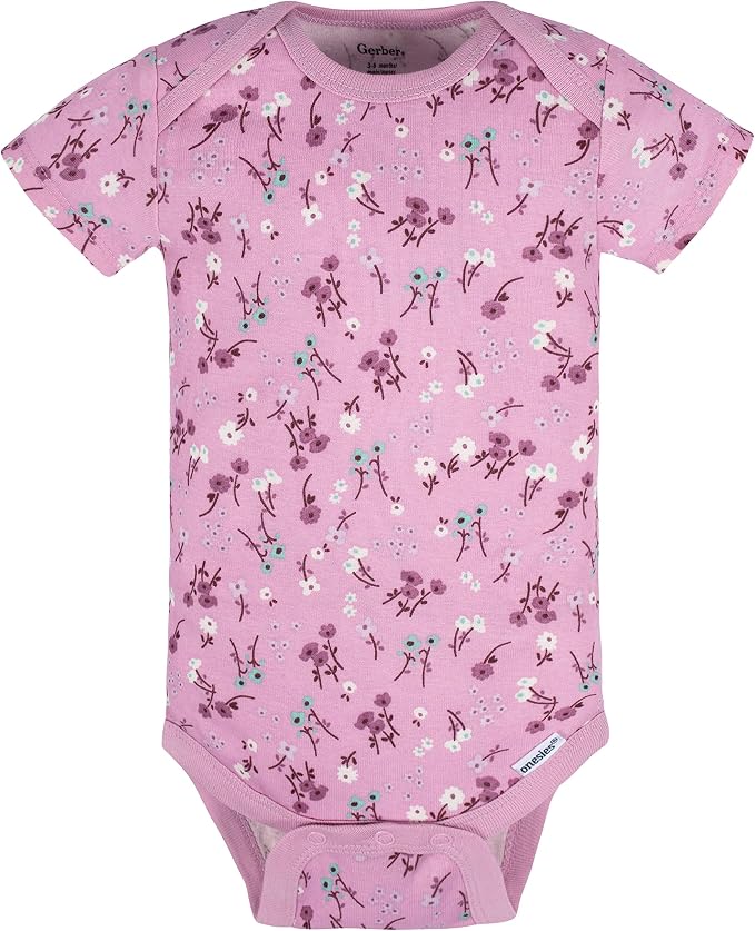 Gerber Baby Girls 5-Pack Short Sleeve Variety Onesies Bodysuits - Image 4