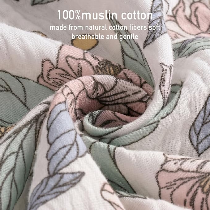 Muslin Receiving Blankets 5 Pack, Soft Swaddle Wraps - Image 7