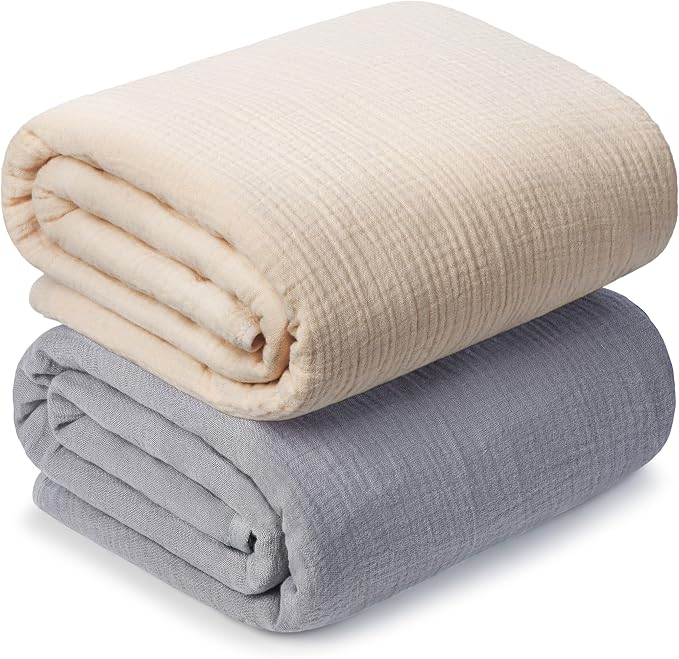 Muslin Swaddle Blankets for Newborn, 2 Pack Breathable Soft Receiving Blanket by GUNTAIL