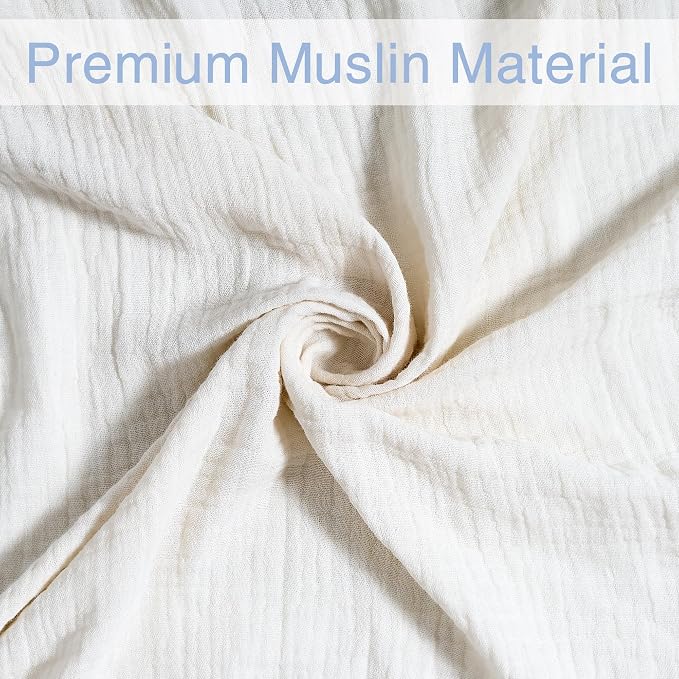 Meracorallo Muslin Swaddle Blanket, 100% Cotton Receiving Blanket, Cream | Soft - Image 5