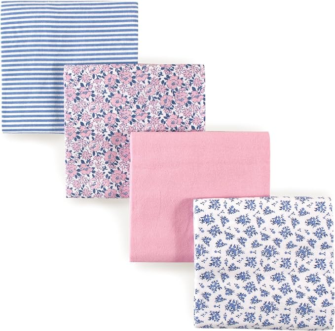 Hudson Baby Unisex Baby Cotton Flannel Receiving Blankets, Classic Floral by HudsonBaby