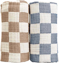 Ultra Soft Checkered Muslin Baby Blanket 2 Pack Cotton Swaddle Blanket 43" | 6 by REPRECONF