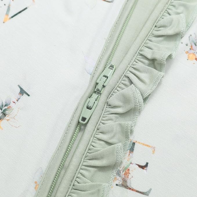 JunNeng Baby Girl Viscose from Bamboo Sleeper with Mitten Cuffs, 2 Way Zipper Romper, Sleep N' Play Pajamas 0-18 Months