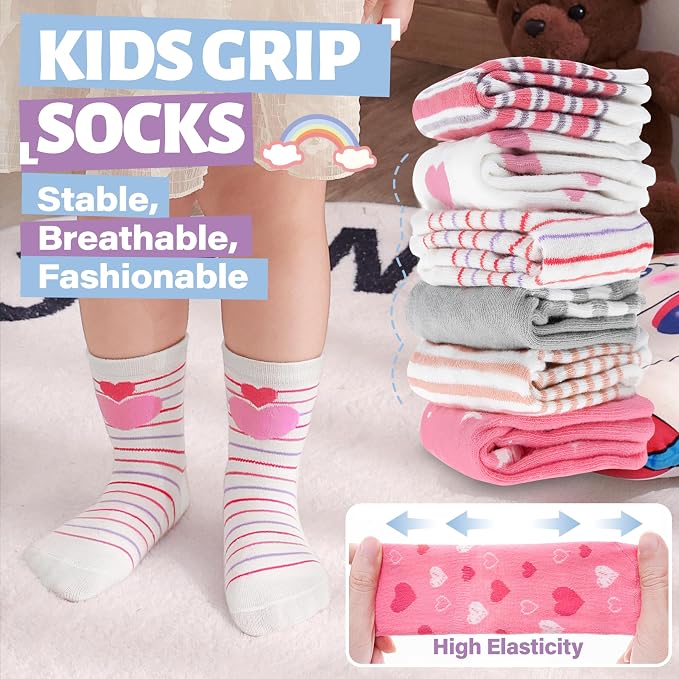 ANTSANG 12 Pairs Baby Girls Boys Toddlers Kids Crew Cotton Grips Socks | Smooth - Image 5