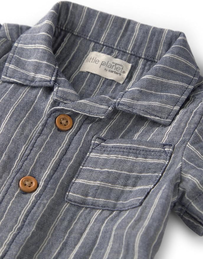 little planet by carter's Unisex Baby Waffle Knit Button-Front Jumpsuit made - Image 2
