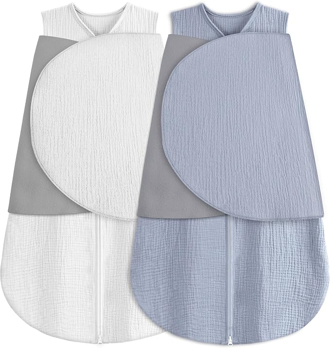 BSTOPPT Newborn Sleep Sack Baby Swaddle, 100% Muslin Cotton, 3-Way Adjustable by BSTOPPT