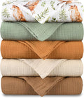 Muslin Receiving Blankets 5 Pack, Soft Swaddle Wraps by LYRICHOMBABY